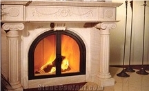 Crema Marfil Marble Fireplace,Spain Beige Marble Fireplace Insert,Western Style Hand Craved Fireplace Mentel