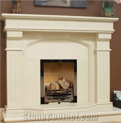 Crema Marfil Marble Fireplace,Spain Beige Marble Fireplace Insert,Western Style Hand Craved Fireplace Mentel