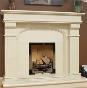 Crema Marfil Marble Fireplace,Spain Beige Marble Fireplace Insert,Western Style Hand Craved Fireplace Mentel
