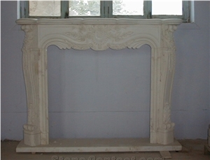 Crema Marfil Marble Fireplace,Spain Beige Marble Fireplace Insert,Western Style Hand Craved Fireplace Mentel