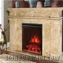Emperador Light Marble Fireplace,Spain Brown Marble Fireplace Insert,Hand Craved Beautiful Fireplace Mentel