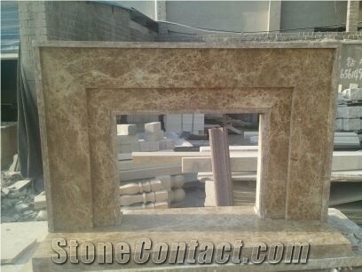Emperador Light Marble Fireplace,Spain Brown Marble Fireplace Insert,Hand Craved Beautiful Fireplace Mentel