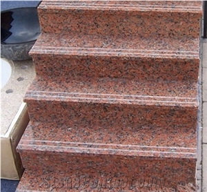 G562 Granite Stairs & Steps,Maple Red Granite Polished Stairs,China Red Granite Stair Risers & Treads