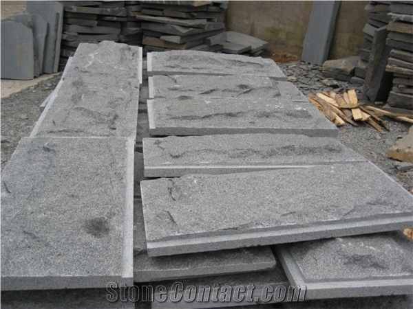 G654 Granite Mushroom Stone,Padang Dark Granite Mushroom Wall Cladding,China Dark Grey Walling