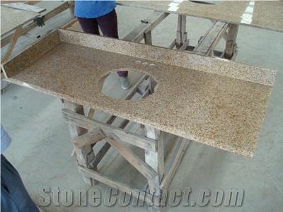G682 Granite Countertops,China Yellow Kitchen Tops,Rusty Yellow Granite Solid Surface Kitchen Top