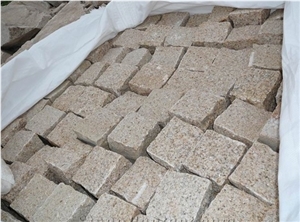 G682 Granite Cube Stone,Rusty Yellow Cobble Stone,China Yellow Granite Paving Stone,G682 Sunset Golden Yellow Granite Mesh Tile