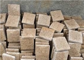 G682 Granite Cube Stone,Rusty Yellow Cobble Stone,China Yellow Granite Paving Stone,G682 Sunset Golden Yellow Granite Mesh Tile