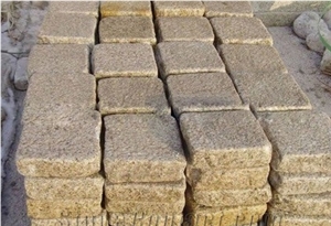 G682 Granite Cube Stone,Rusty Yellow Cobble Stone,China Yellow Granite Paving Stone,G682 Sunset Golden Yellow Granite Mesh Tile