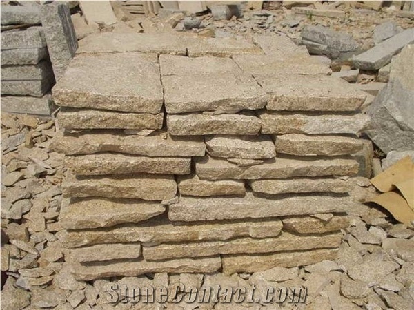 G682 Granite Mushroom Stone,Rusty Yellow Mushroom Wall Cladding,Sunset Golden Walling