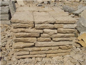 G682 Granite Mushroom Stone,Rusty Yellow Mushroom Wall Cladding,Sunset Golden Walling