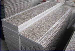 G687 Granite Stairs & Steps,Peach Red Granite Stair Risers,China Red Granite Stair Treads