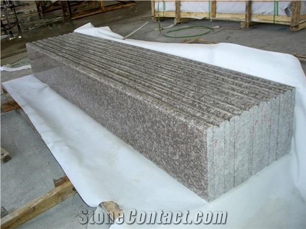 G687 Granite Stairs & Steps,Peach Red Granite Stair Risers,China Red Granite Stair Treads