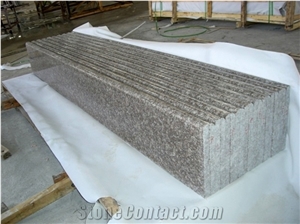 G687 Granite Stairs & Steps,Peach Red Granite Stair Risers,China Red Granite Stair Treads
