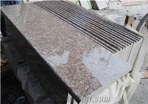 G687 Granite Stairs & Steps,Peach Red Granite Stair Risers,China Red Granite Stair Treads
