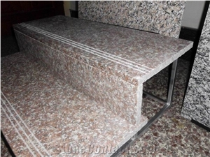 G687 Granite Stairs & Steps,Peach Red Granite Stair Risers,China Red Granite Stair Treads