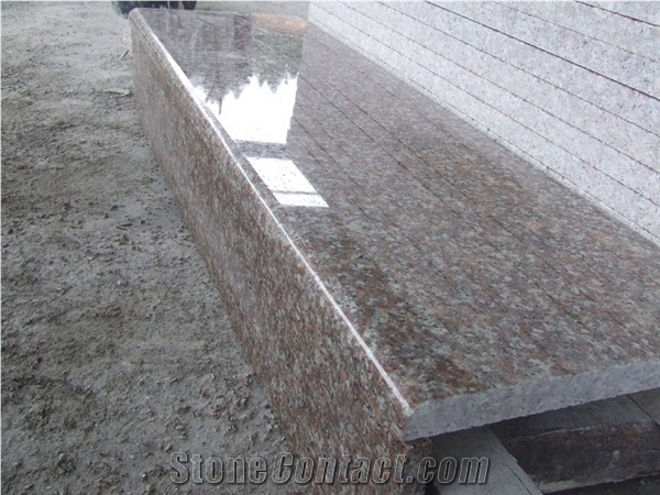 G687 Granite Stairs & Steps,Peach Red Granite Stair Risers,China Red Granite Stair Treads