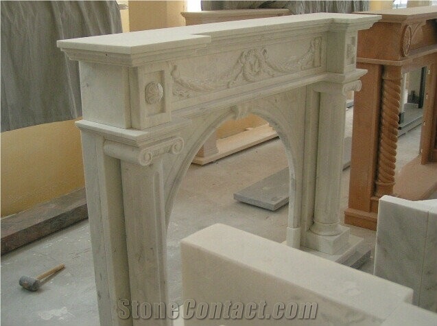 Guangxi White Marble Fireplace