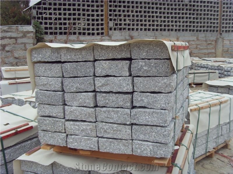 High Quality Competitive Price,G603 Flamed Sesame White Grey Natural Stone Cube Stone Pavers