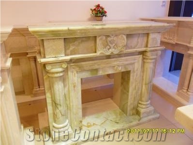 Oman Beige Marble Fireplace Western Style