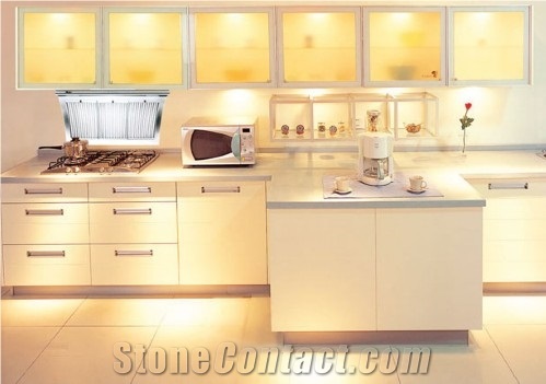 Polished Solid Marble Crema Marfil Marble Kitchen Countertops with Sinks with Competitive Price and High Quality