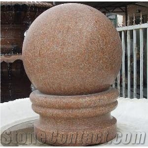 Red Granite Fountain Ball,Decorative Waterfall Granite Rolling Ball Fountains