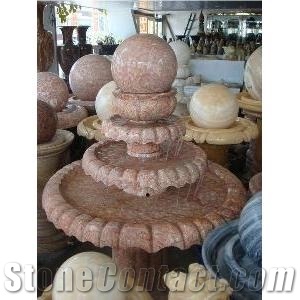 Red Granite Fountain Ball,Decorative Waterfall Granite Rolling Ball Fountains