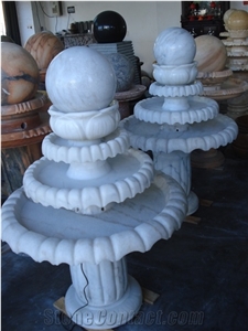 Sculptured White Marble Floating Ball Fountains,White Rolling Sphere Fountains