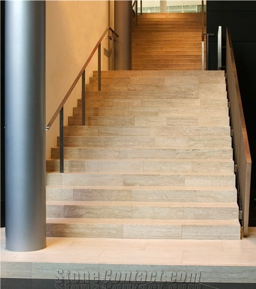 Travertino Romano Stairs & Steps,Wavy Vein Roman Travertine Stairs, Staircase,Risers