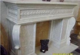 Volakas Marble Fireplace,Greece White Marble