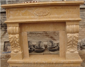 Yellow Limestone Fireplace,China Yellow Fireplace Insert,Beautiful Yellow Fireplace Mantel