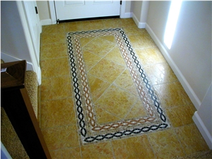 Giallo Reale Marble Flloring with Mosaic Borders