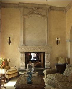 Pinon Blanco Cantera Stone Fireplace Pinon Blanco Cantera Stone Fireplace