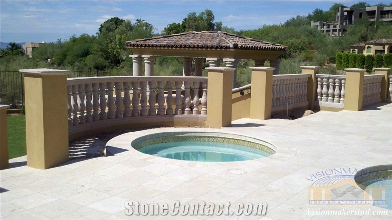 San Miguel Limestone Pool Terrace Pavement, Coping