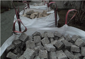 Granite Paving Laying, Paving Cobbles, Curbs and Pool Decks, Coup Du Soleil Grey Granite Cube Stone & Pavers