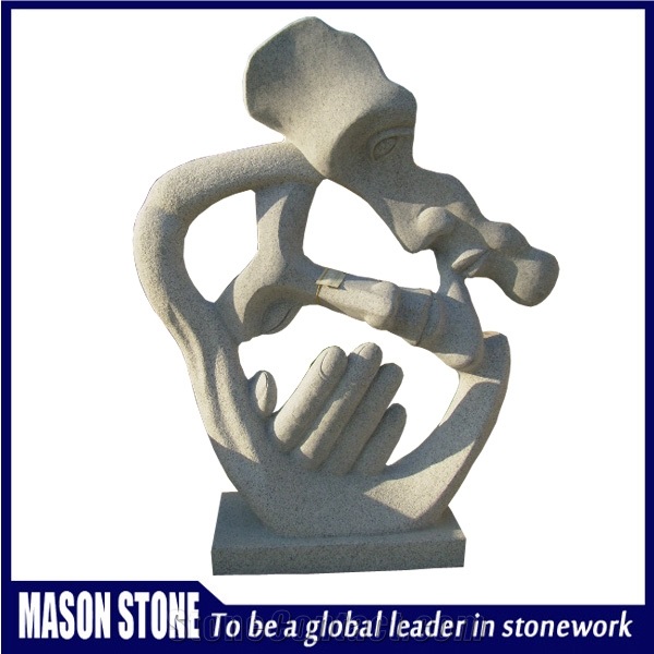 Abstract Human Statue, White Granite Statues