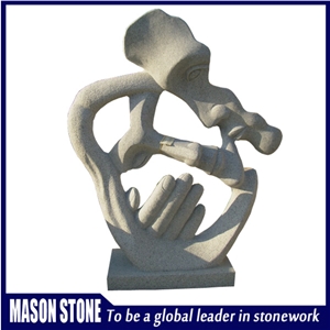 Abstract Human Statue, White Granite Statues