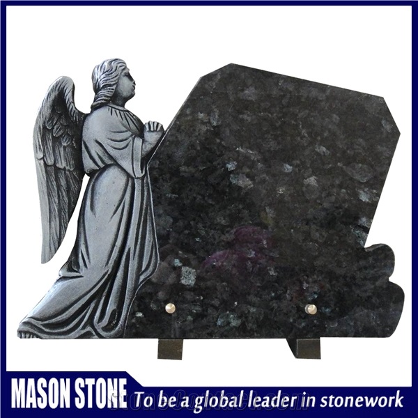 Blue Pearl Granite Headstone,Angel Sculpture Monuments
