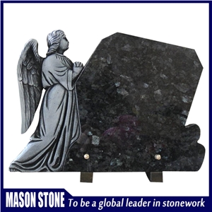 Blue Pearl Granite Headstone,Angel Sculpture Monuments Blue Pearl Granite Headstone,Angel Sculpture Monuments