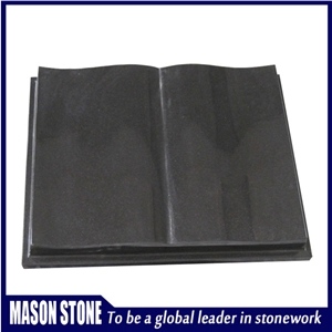 Granite Book Headstone, Black Granite Slant Grave