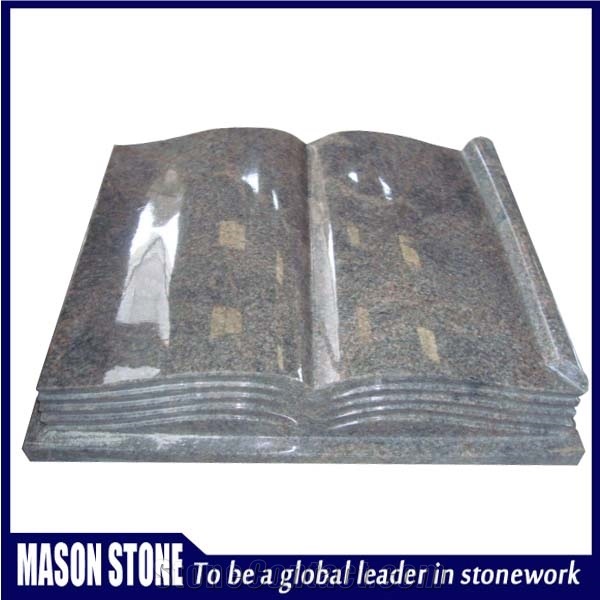 Himalayan Blue Granite Book Shape Slant Grave