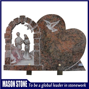 Multicolor Red Figures with Heart Headstone