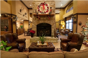 Lueders Buff Limestone Residential Fireplace Design