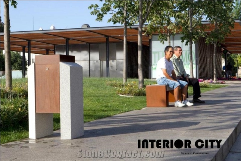 Urban Equipment, Branco Sabina White Granite Bench & Papertrash