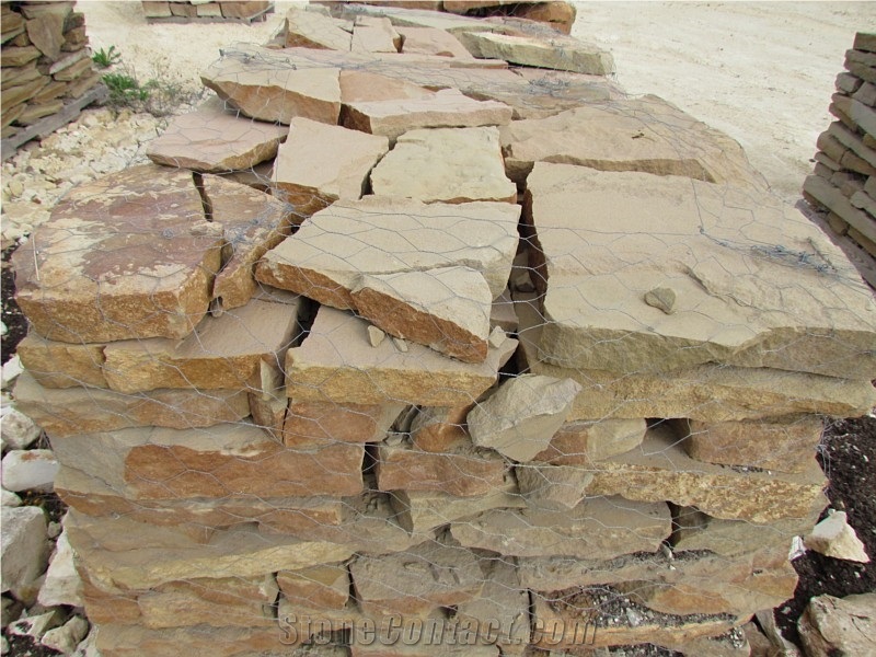 Sandstone Natural Patio Flagstone, Autumn Blend Beige Sandstone Flagstone