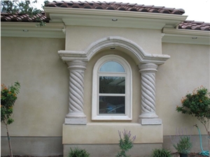Blanco Tinajero Cantera Rope Column with Arch for Window Blanco Tinajero Cantera Rope Column with Arch for Window