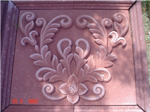 Rosa Durazno Cantera Carved Relief
