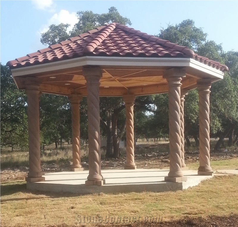 Rosa Ermita Cantera Carved Rope Column Gazebo