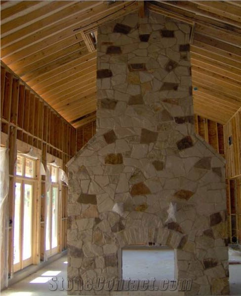 Light Buff Autumn Blend Sandstone Flagging Fireplace
