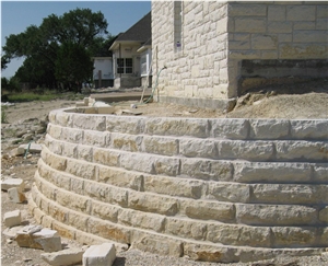Texas White Limestone Mushroom Retaining Wall Texas White Limestone Mushroom Retaining Wall
