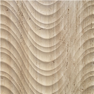 Dunes - Travertine V Cut 3d Wall Panels, Mexico Beige Travertine